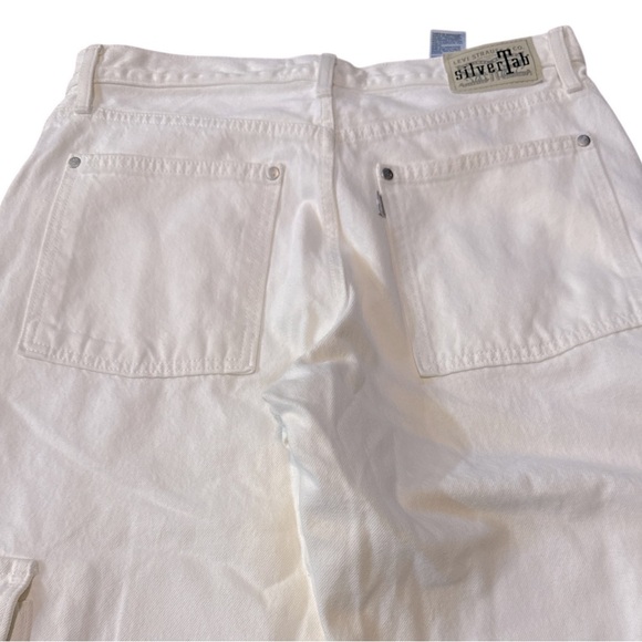 Levi's 94 Baggy Silvertab Loose Fit Straight Leg White Cargo Jeans NWT Size 30 - Picture 12 of 14